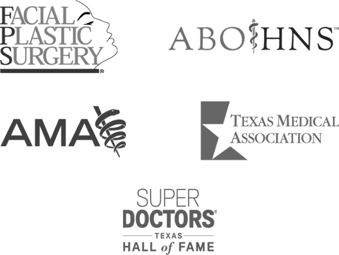 Dr. Bradford Patt, MD credentials: FPS - Facial Plastic Surgery; ABOHNS; AMA; Texis Medical Association; Super Doctors - Texas Hall of Fame