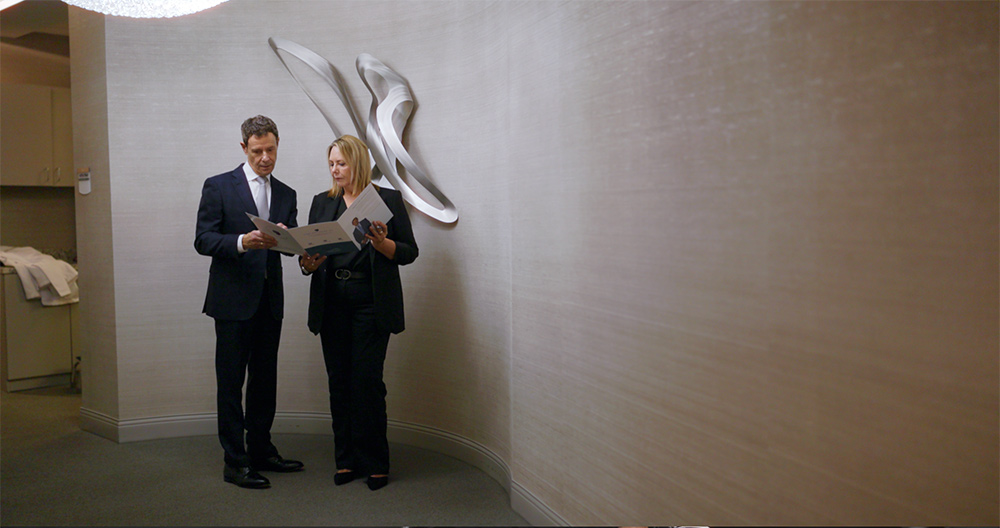 Dr. Patt and Cindy Fenno look over a pamphlet